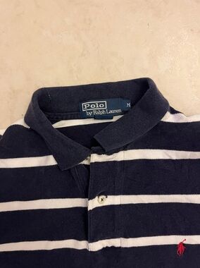 Polo by Ralph Lauren Navy and White Striped Rugby Polo